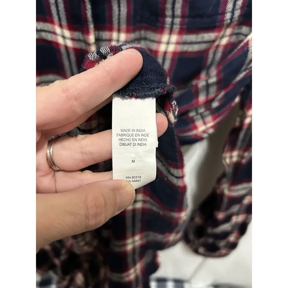 Lucky Brand Shirt Womens Medium Bungalow Plaid Soft Long Sleeve Button Slit Back - Picture 7 of 8